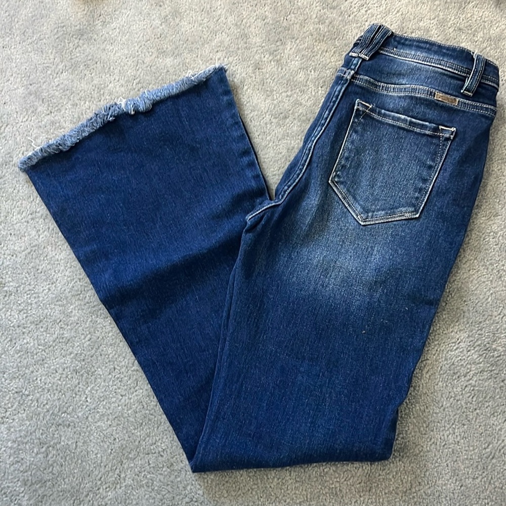 KanCan Indigo Flare Jeans with Frayed Hem 33” inseam